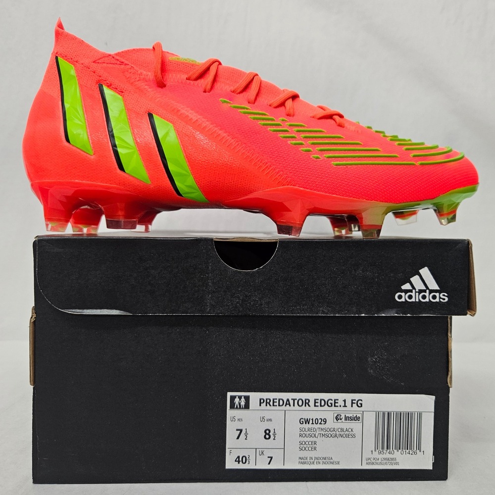 Adidas‎ Predator Edge.1 Firm Ground Soccer Cleats GW1029 Solar Red Mens Size 7.5